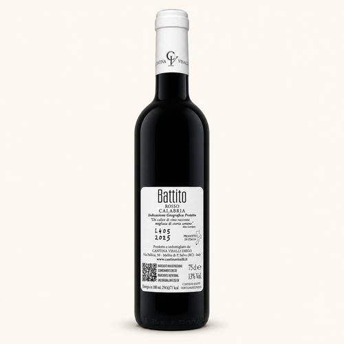 Battito Rosso – Cantina Visalli, etiket achterzijde