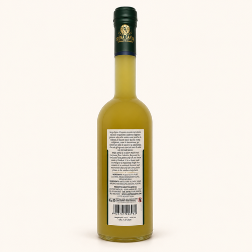 Berga Spina Liquore al Bergamotto – La Spina Santa, etiket achterzijde