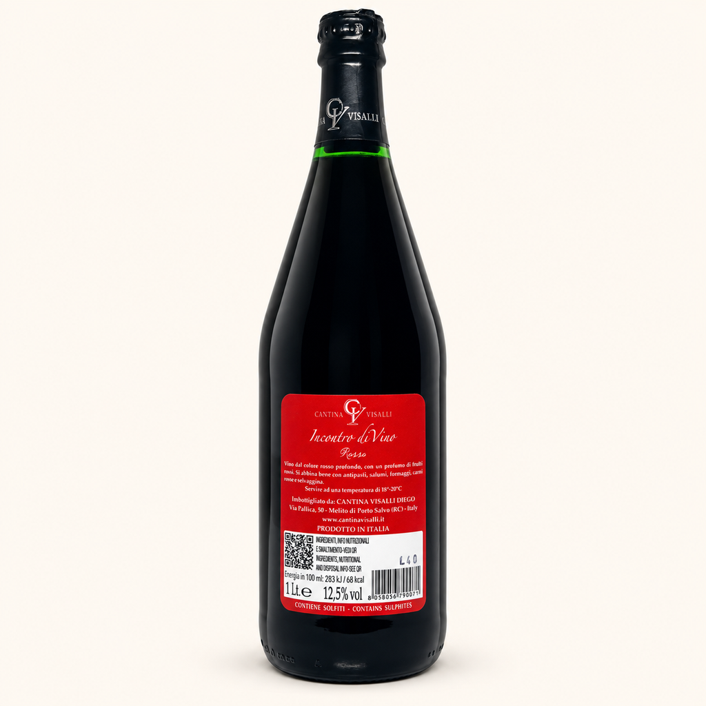 Visalli Rosso – Cantina Visalli, etiket achterzijde