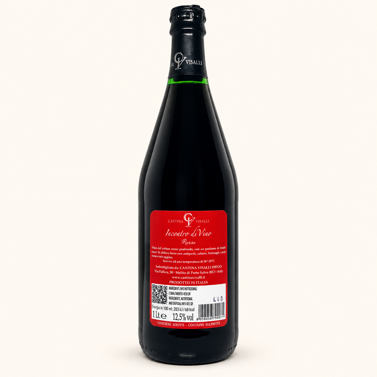 Visalli Rosso – Cantina Visalli, etiket achterzijde