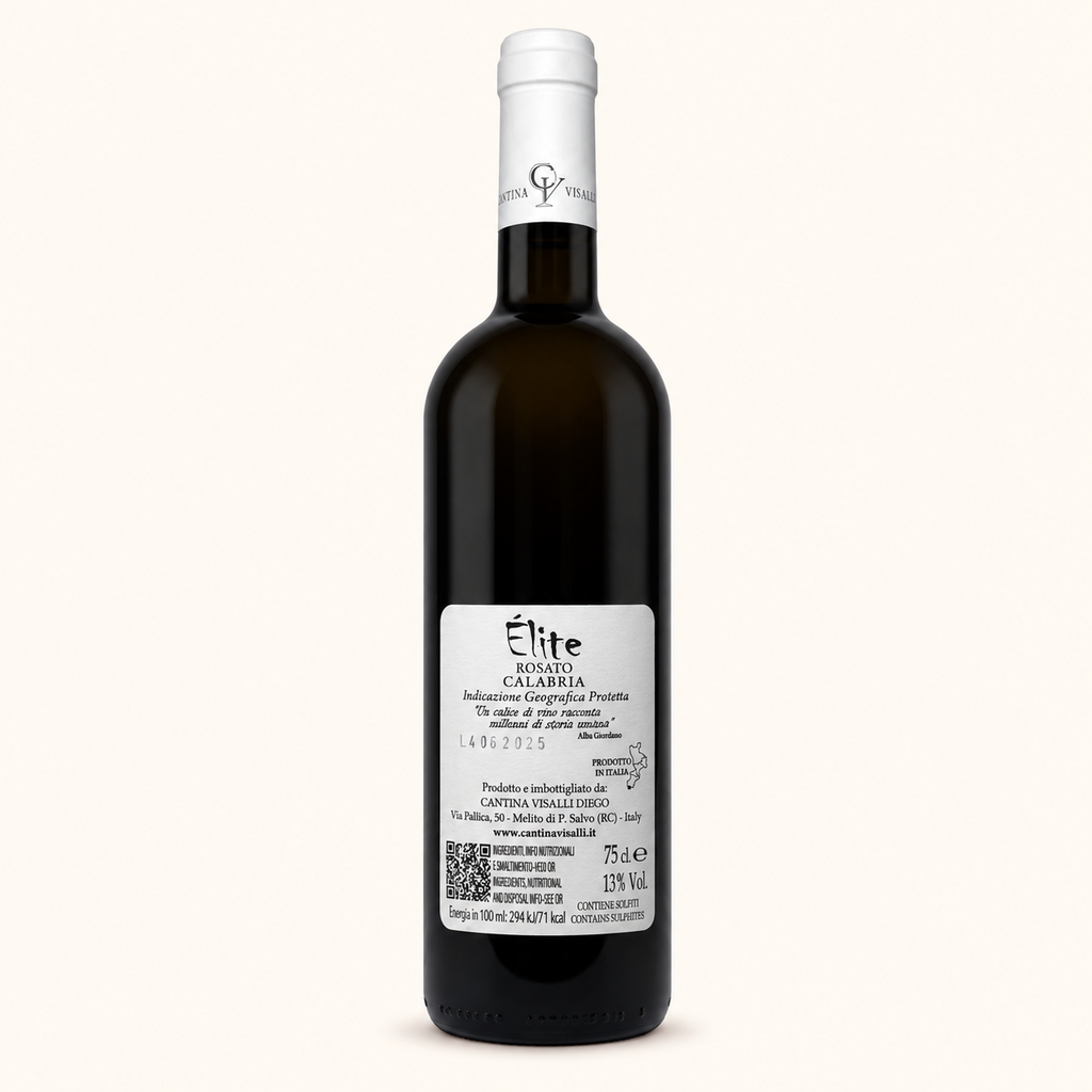 Èlite Rosato – Cantina Visalli, etiket achterzijde