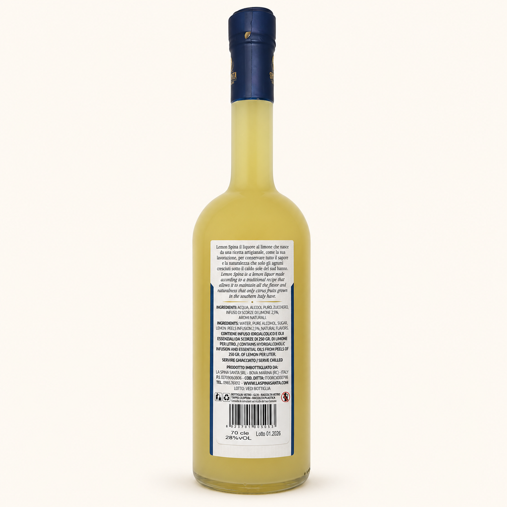 Lemon Spina Liquore al Limone – La Spina Santa, etiket achterzijde