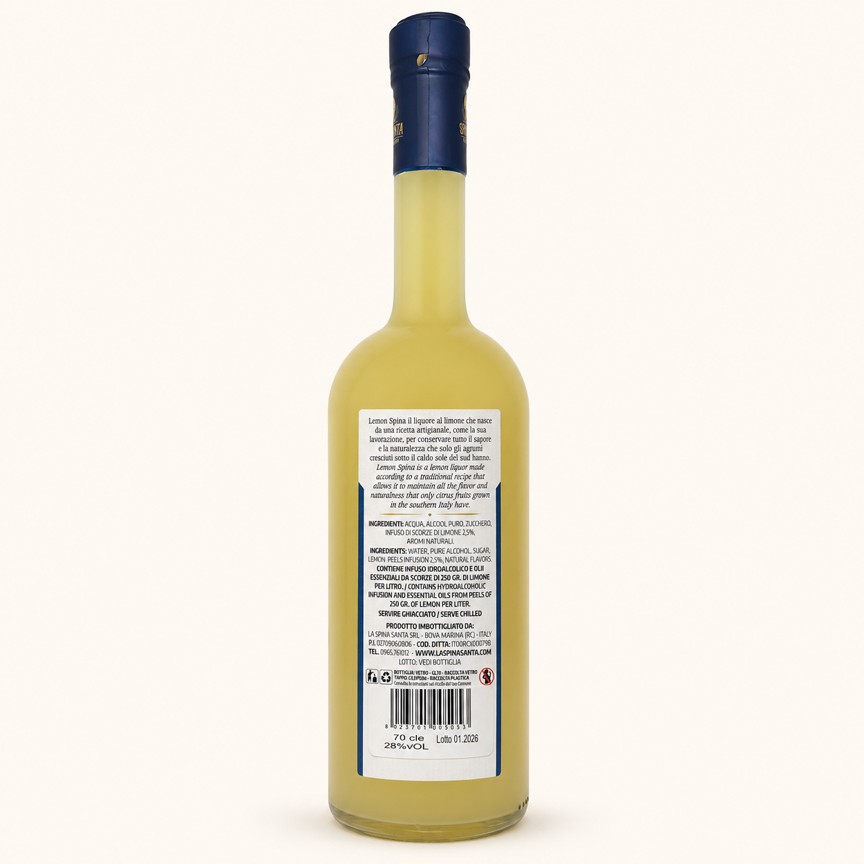Lemon Spina Liquore al Limone – La Spina Santa, etiket achterzijde