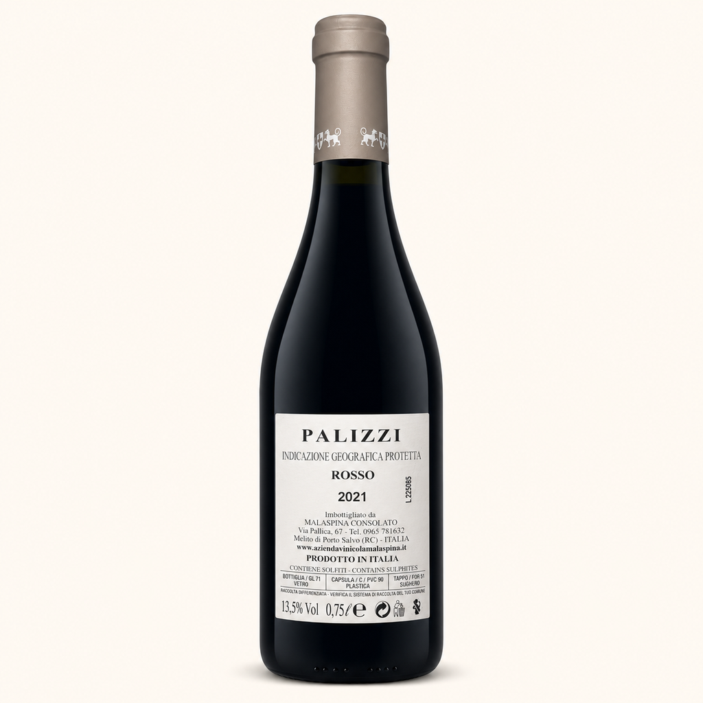Palizzi Rosso – Malaspina, etiket achterzijde