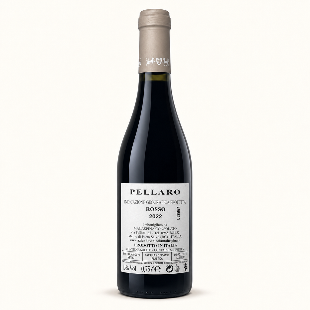 Pellaro Rosso – Malaspina, etiket achterzijde
