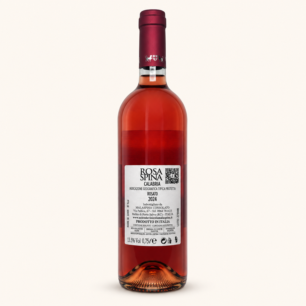 Rosa Spina Rosato – Malaspina, etiket achterzijde