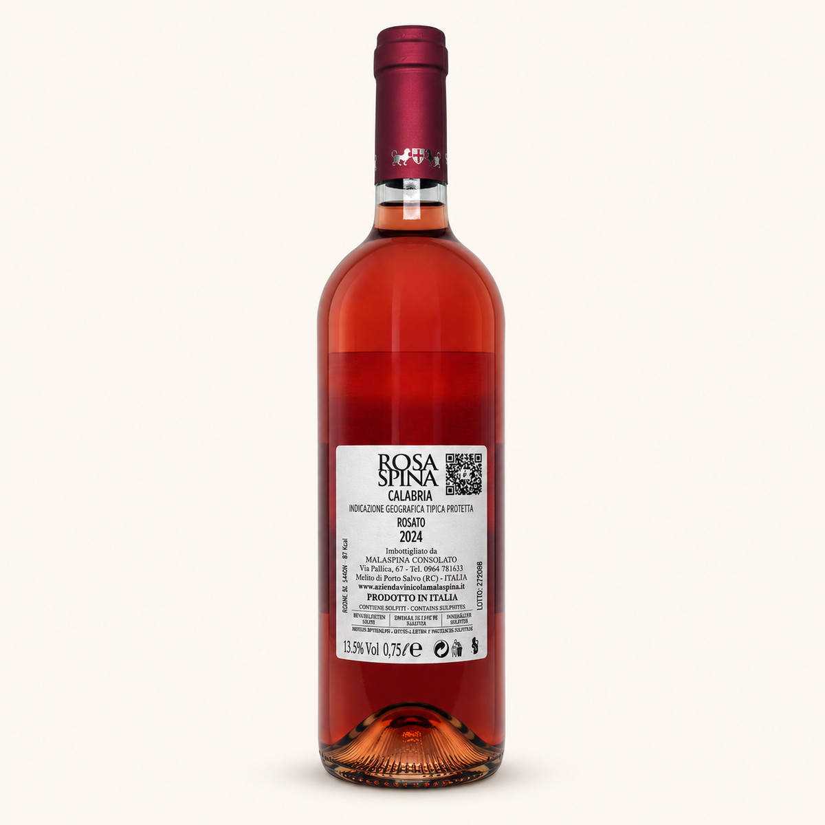 Rosa Spina Rosato – Malaspina, etiket achterzijde