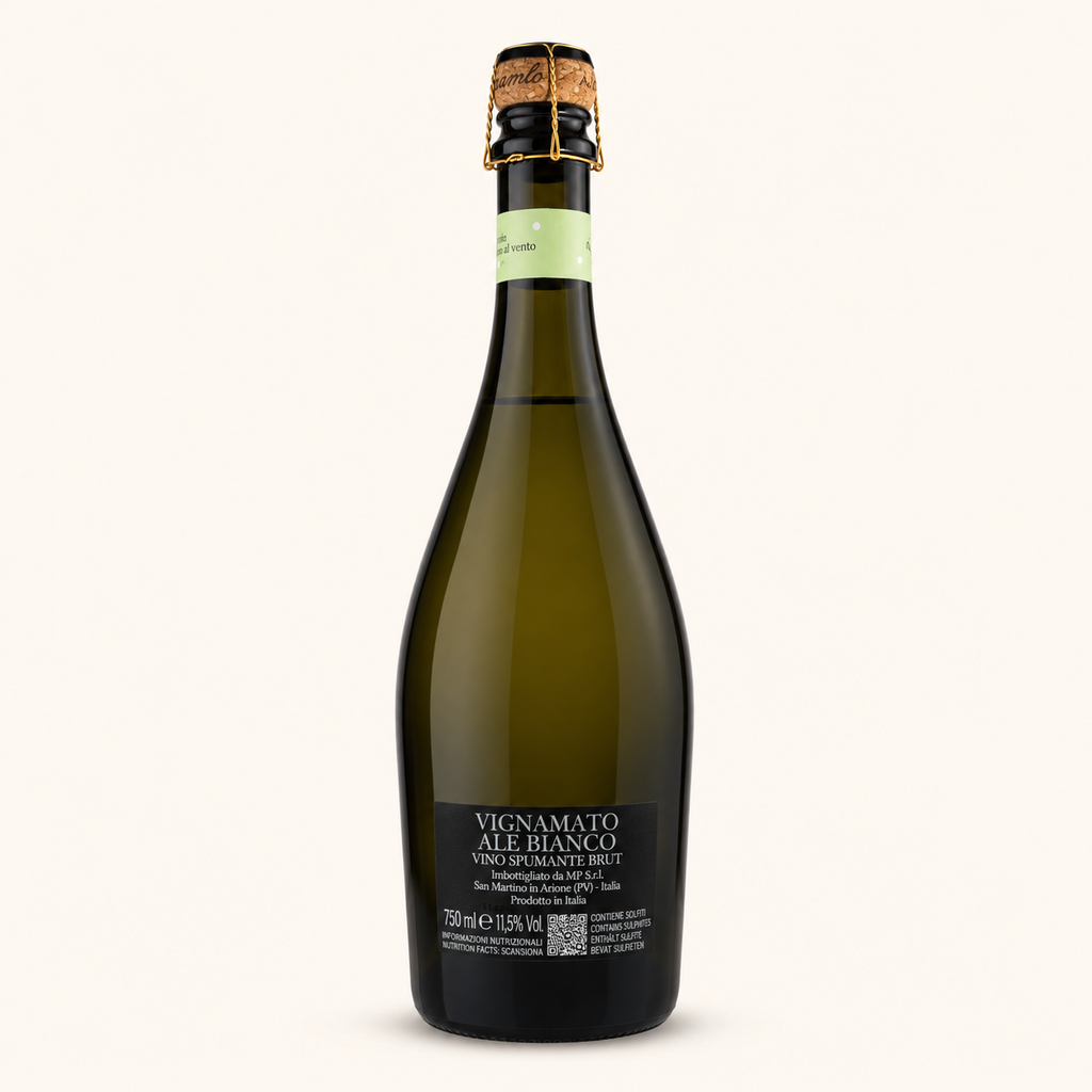 Ale Spumante Brut – Vignamato, etiket achterzijde